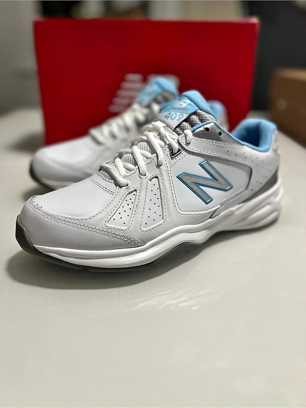 New Balance WX409WB3 Women's Athletic Shoes White & Blue US 10 B